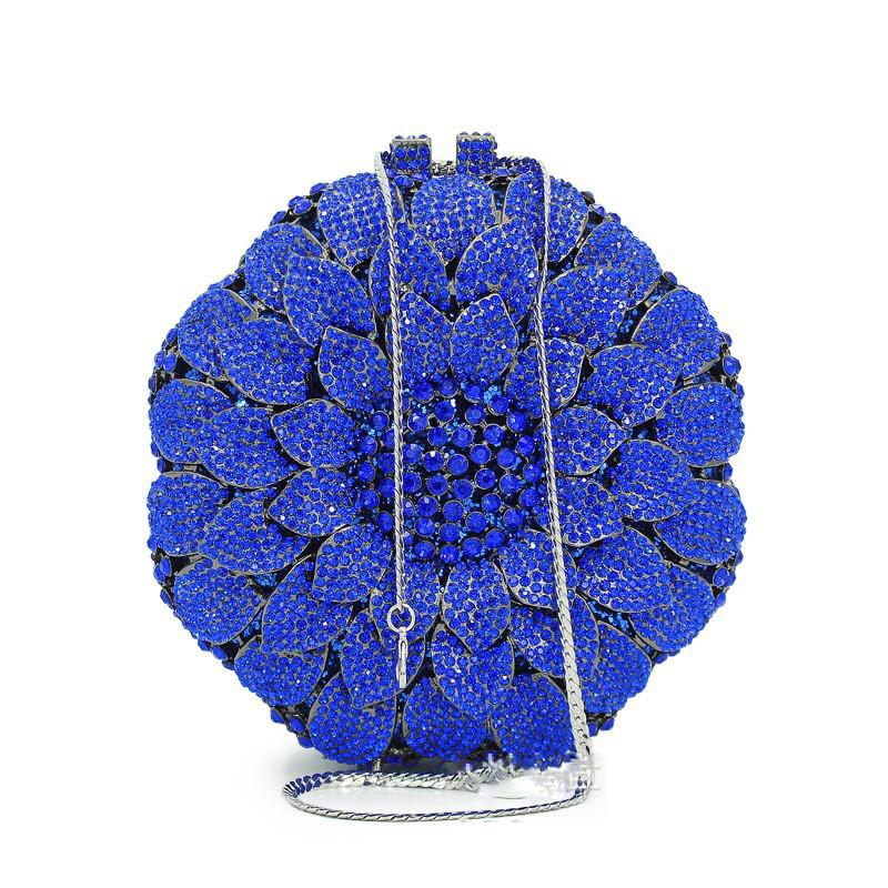 WHTUOHENG Sunflower Evening Rhinestone Women Clutch Bags Multicolored Round Crystal Bag Luxury Diamond Party Purses Minaudere