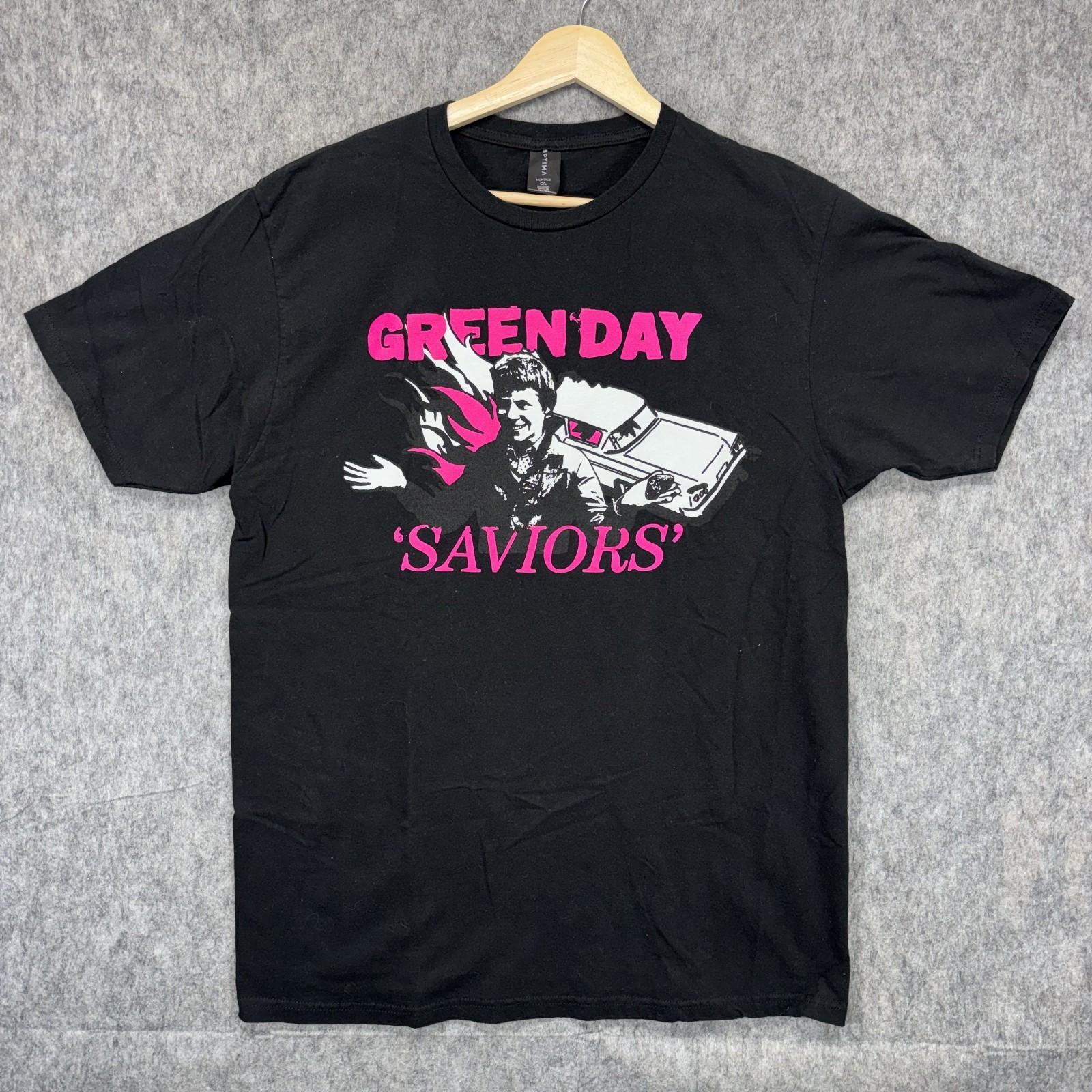 Green Day Concert The Saviors Tour Shirt Short Sleeve Men’s Large Black Pink Unisex T-Shirt S