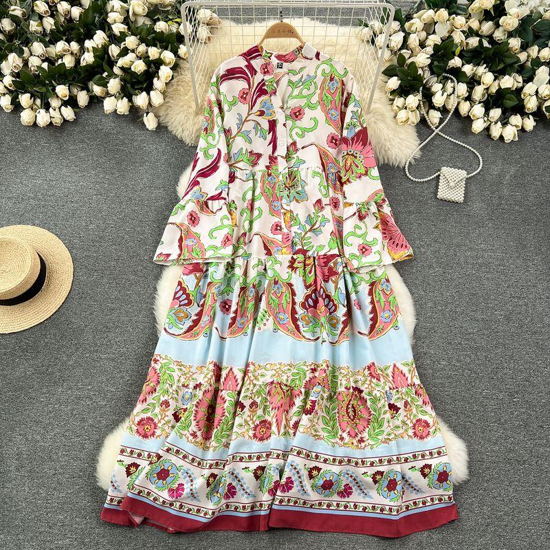 

Женская одежда Мода Свободный Крой Длинные Расклешенные Рукава Ранняя Весна Юбка Light Blue One size