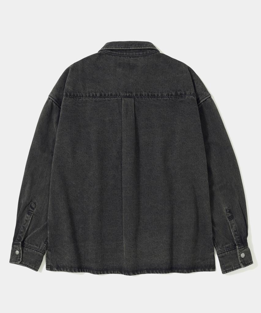 COLUMBIA UNIVERSITY Sl-Label Over-Fit Denim Shirts Gray Denim