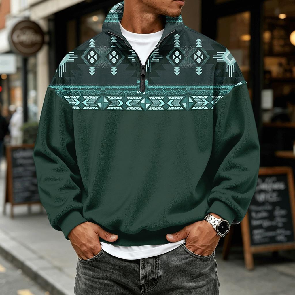 Men's Casual Flannel 1/4 Zip Long Sleeve Sweatshirt for Everyday Wear