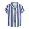 Haut Décontracté de Vacances Hawaïennes pour Homme Ample Confort Chemise à Manches Courtes Rayée
