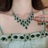 Light luxury diamond-encrusted water drop necklace, fashionable personality, heavy industry neck chain, bridal evening dress, high-end accessories