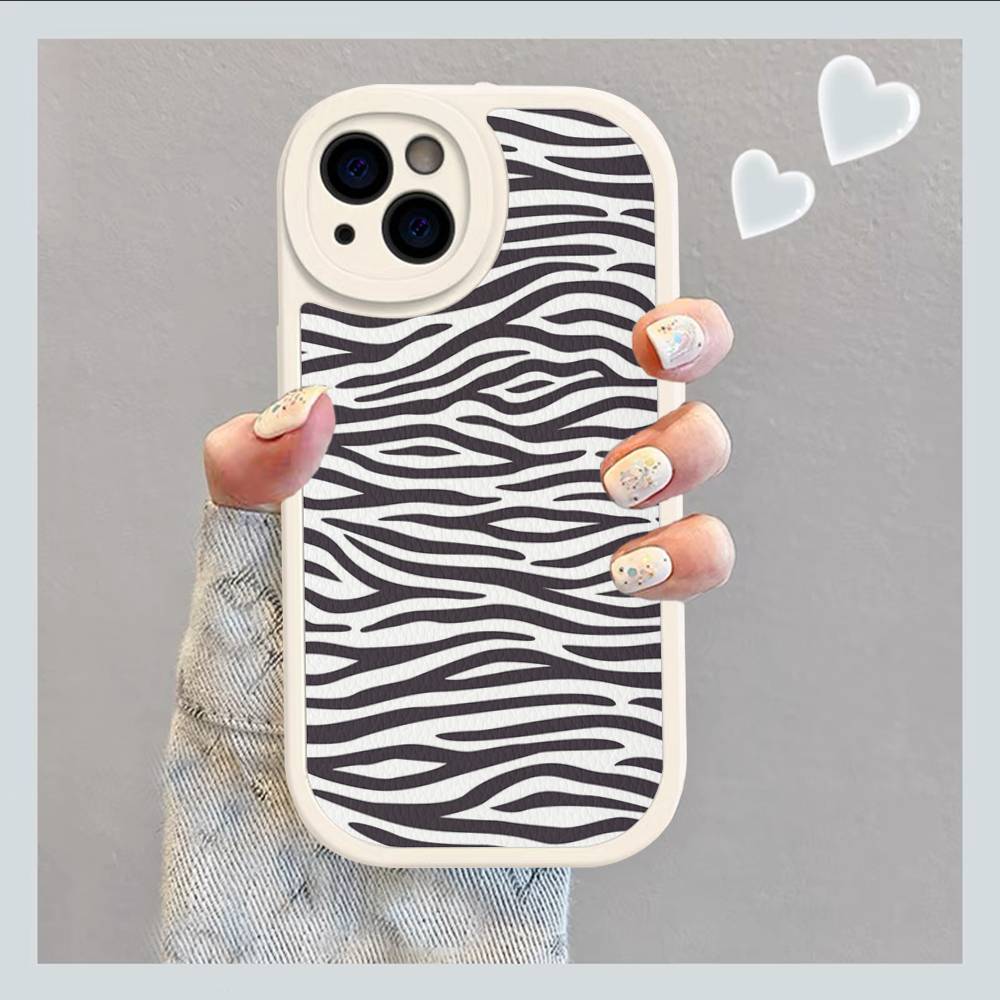 Zebra Print Clip Art For IPhone 16 15 14 13 12 11 Pro Max Plus Leather Phone Cover
