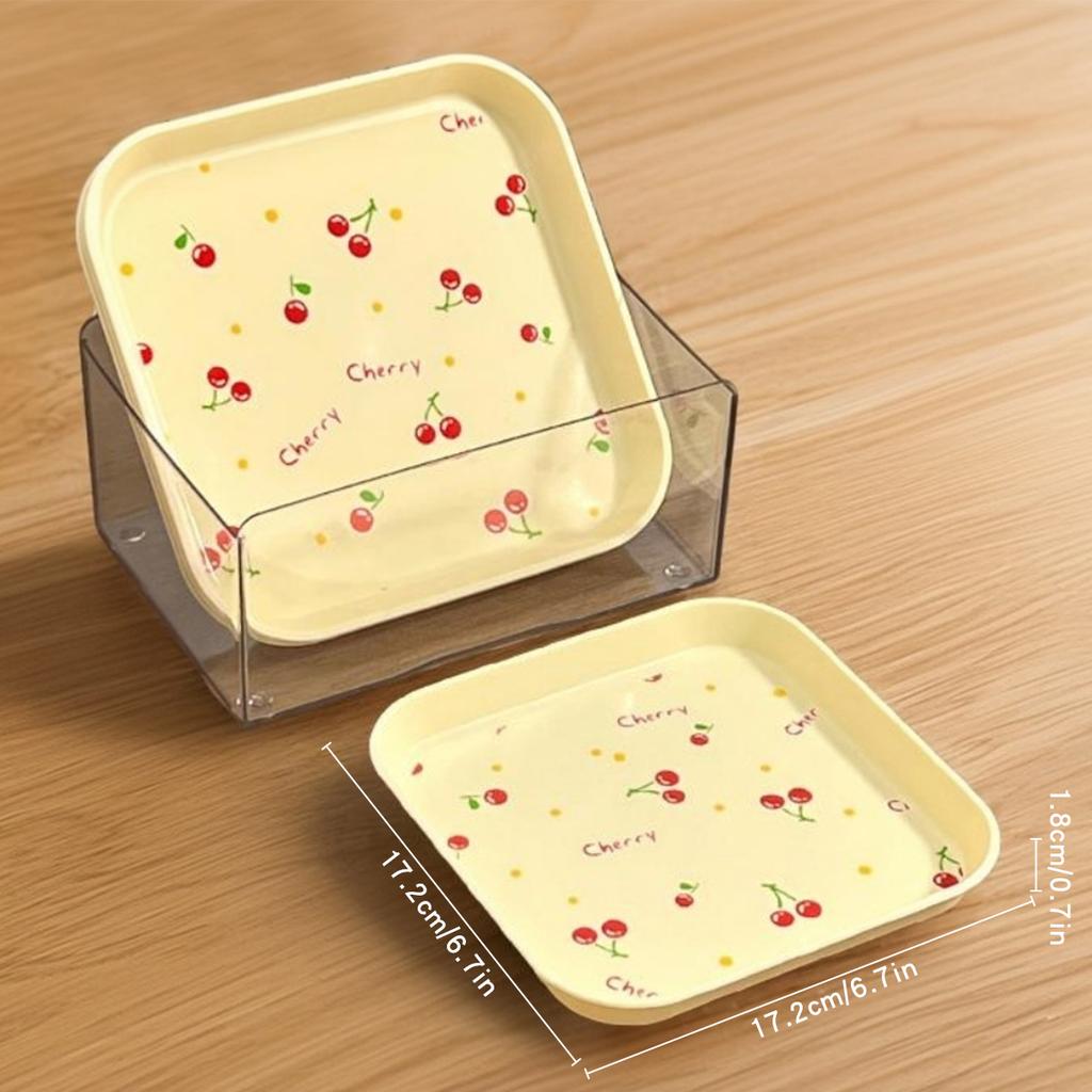 4 stk Firkantet Plast Middagstallerken Stabelbar Beinspytteskål Multifunksjonell Mattallerken Snacks Desserttallerken Oppvaskmaskinsikker