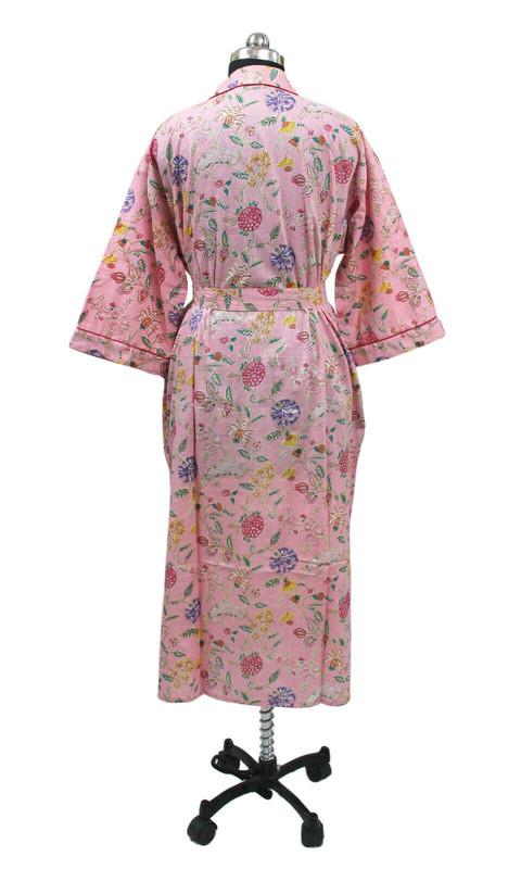 Ručně vyráběné dámské bavlněné kimono župany, noční košile, vyrobené z měkké lehké bavlněné tkaniny, noční oblečení volné velikosti #328