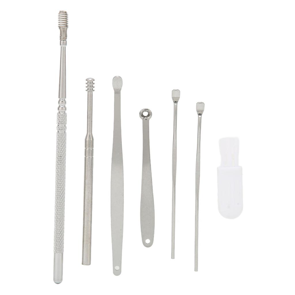 7pcs Stainless Steel Ear Cleaner Set Earpick Ear Wax Remover Spiral Earpick Ear Cleaning Tools