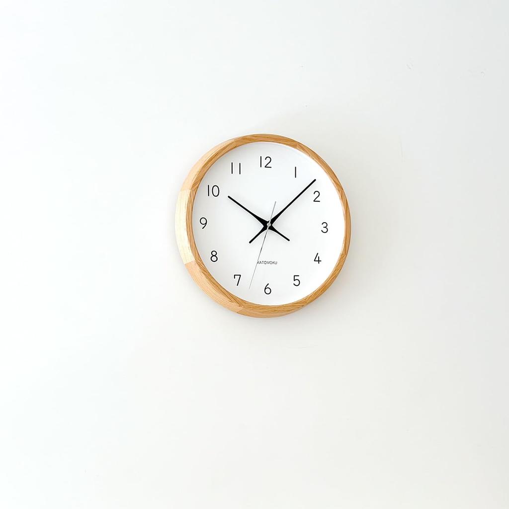 KATOMOKU muku clock 13 Oak km-104OARC Wall Clock, Continuous Second Hand, Diameter 30.0cm (Radio-controlled)