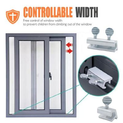 Confezione da 4 Restrittori di Sicurezza per Finestre Scorrevoli Costruzione in Alluminio Installazione Senza Foratura Design a Prova di Bambino Serratura per Finestre e Porte