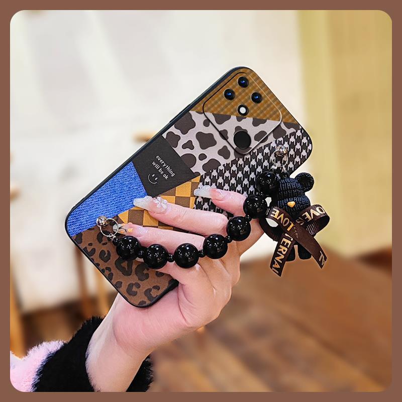 Anti-knock Cute Phone Case For OPPO Realme Narzo 50A Silicone Black Pearl Pendant Dirt-resistant Skin-friendly Feel