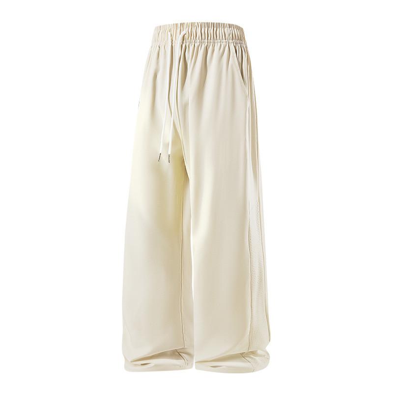 Casual Pants Men Summer Breathable Ice Silk Sports Trousers With Drawstring For Youth Activewear