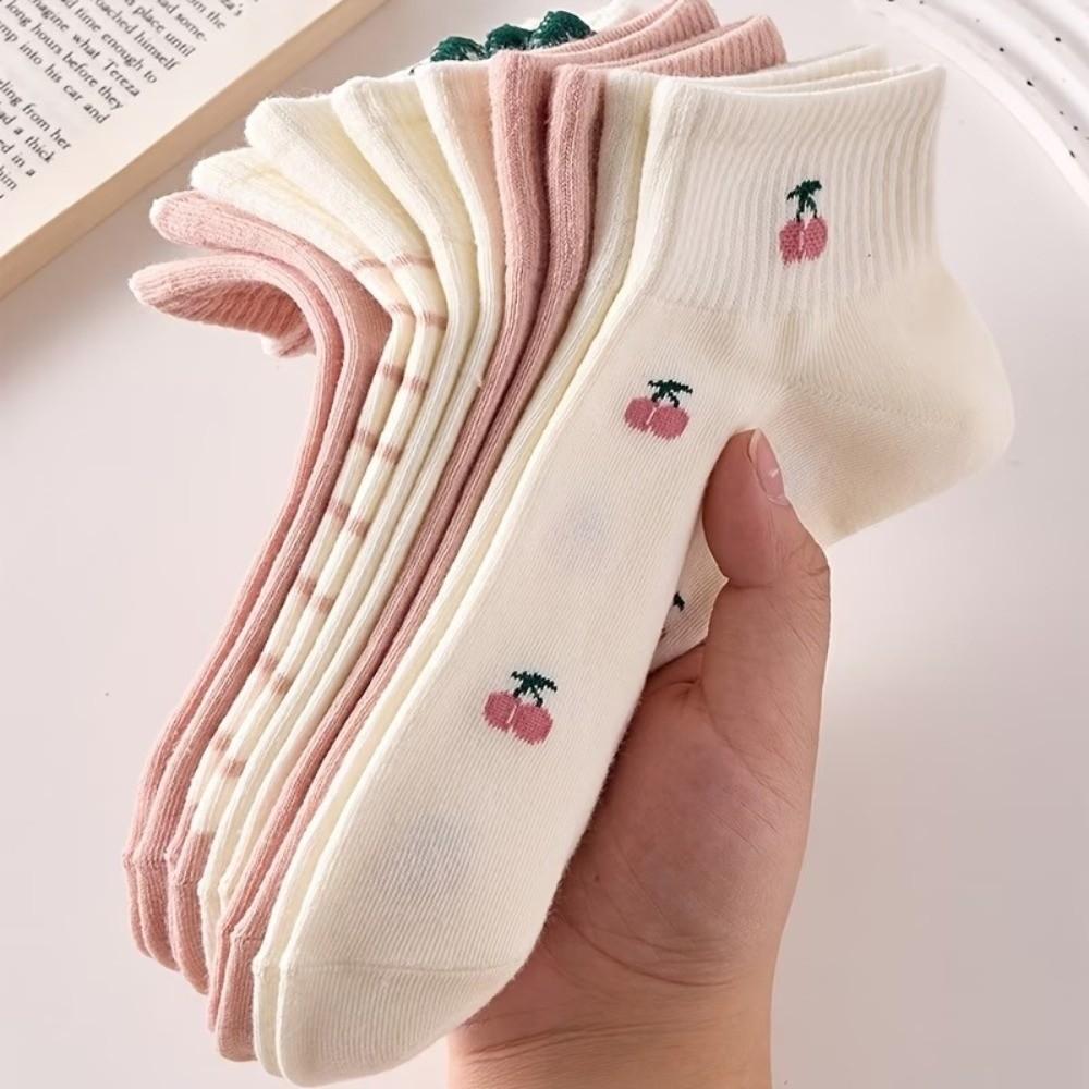 Breathable Low Cut Short Tube Socks Strawberry Sweet Kawaii Shallow Socks Cherry Rabbit Bow Boat Socks Spring Summer
