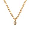 Dainty Stainless Steel Oval Multi-color Natural Stone Pendant Necklace for Women 18k Gold Plated Cuban Chain Necklaces Zircon