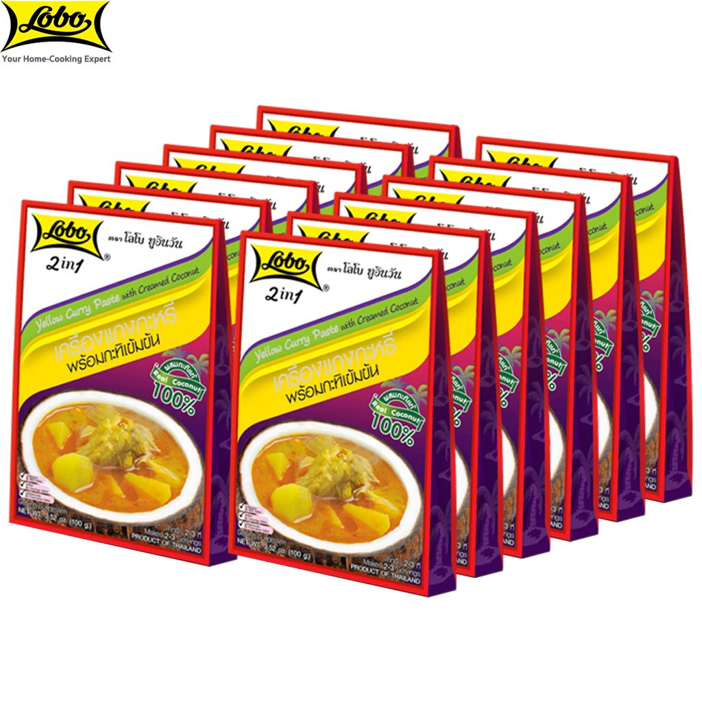 Lobo Gul karripasta med kremet kokosnøtt, uten MSG, fargestoffer eller konserveringsmidler tilsatt / Gir 2-3 porsjoner, thaimat, 100 g