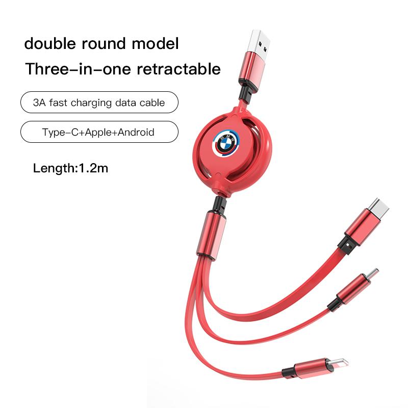 Car Interior Charging Data Cable Scalable 3 In 1 Phone Charger For BMW E46 E90 E60 F30 F10 E39 E36 F20 G20 G30 E92 E87 E91 X5 X3 CL8