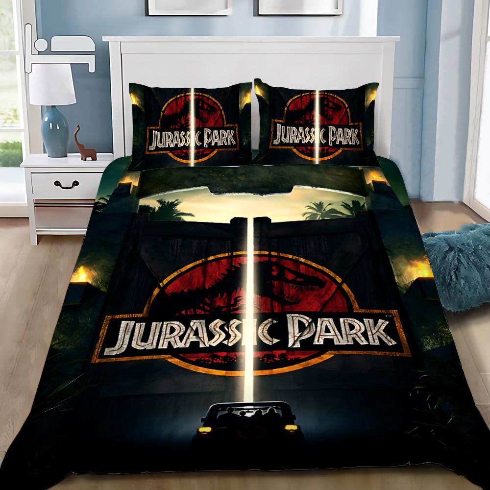 Heet J-Jurassic Dinosaurus Park Wereld Dekbedovertrek Kussensloop Dinosaurus Beddengoed Set Volwassen Jongen Meisje Slaapkamer Decoratie Enkel Dubbel