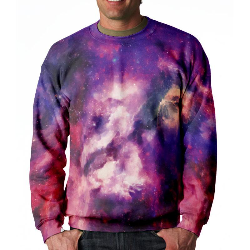 Pánská mikina s kapucí Vzor Hvězdné oblohy 3D potisk Top s dlouhým rukávem Oversized Pulovr s kulatým výstřihem Hip Hop Street Pánské oblečení
