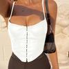 Slim U-Neck Leather Buttoned Vest for Women - Autumn/Winter