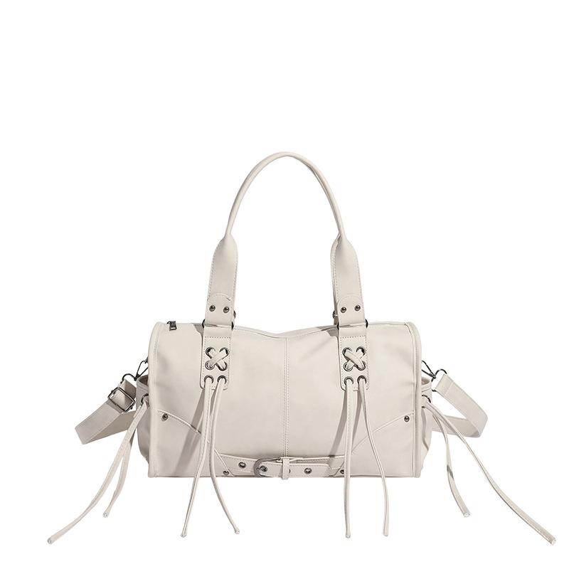 Suede Tote Bag Women's Fashion Shoulder Bag with Lace Up Detail and Adjustable Crossbody Strap