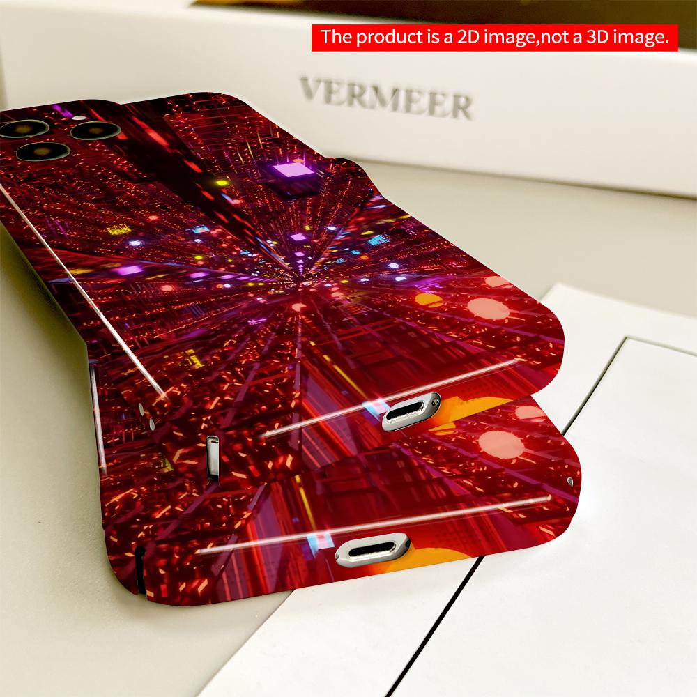 2DFlat Neon Grid Cityscape Phone Case All inclusive film hard phone case, compatible with iPhone 18 Pro Max 17 16 15 14 13 12 11