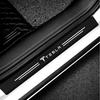AMG1 4Pcs Carbon Fiber Leather Car Door Sill Strip Badge Sticker For Tesla Model 3 Model S X Model Y Roadster Cybertruck Coil SpaceX