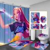 Snowman Print Toilet Bathroom Mat And Shower Curtain Four-Piece Set