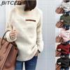 BITCED Autumn Knitwear Women's Fashionable Zip-Up Turtleneck Base Layer Top