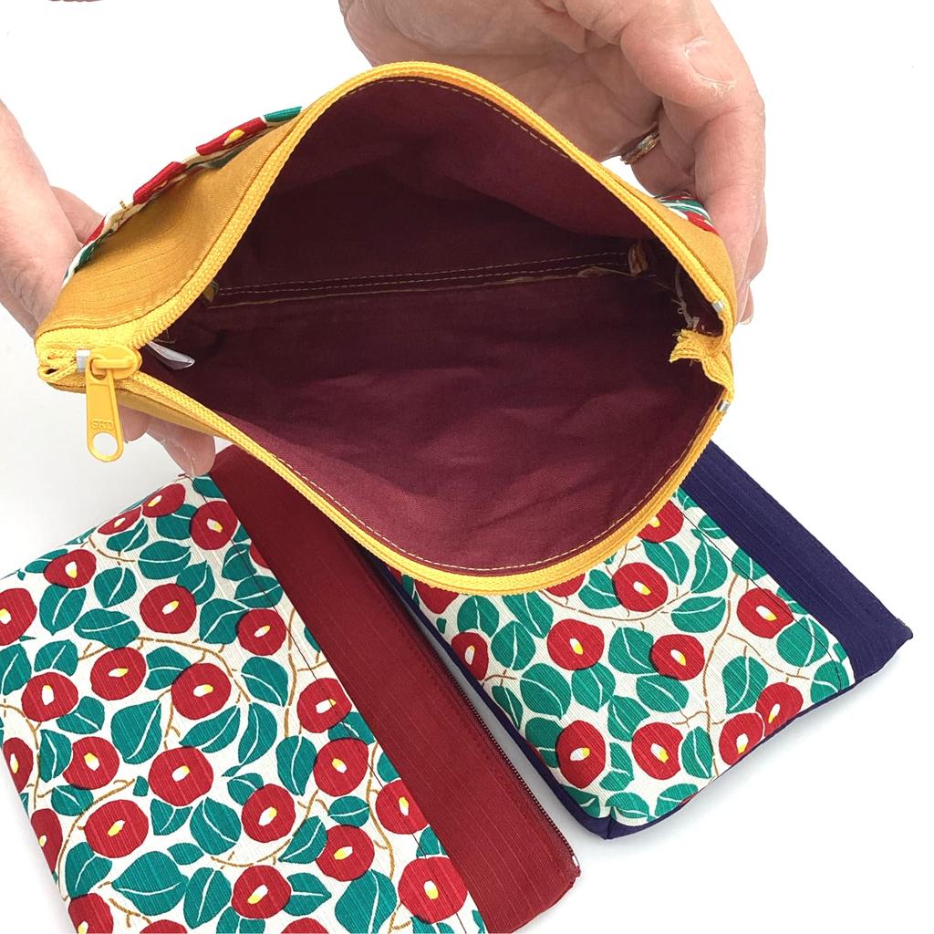 Made In Pocket Pouch for Makeup and Small X Japanese Yumeji Navy Blue Kyosuke, Japan, 100% Cotton, Items, Approx. 13.5 18cm, Women's, Travel,