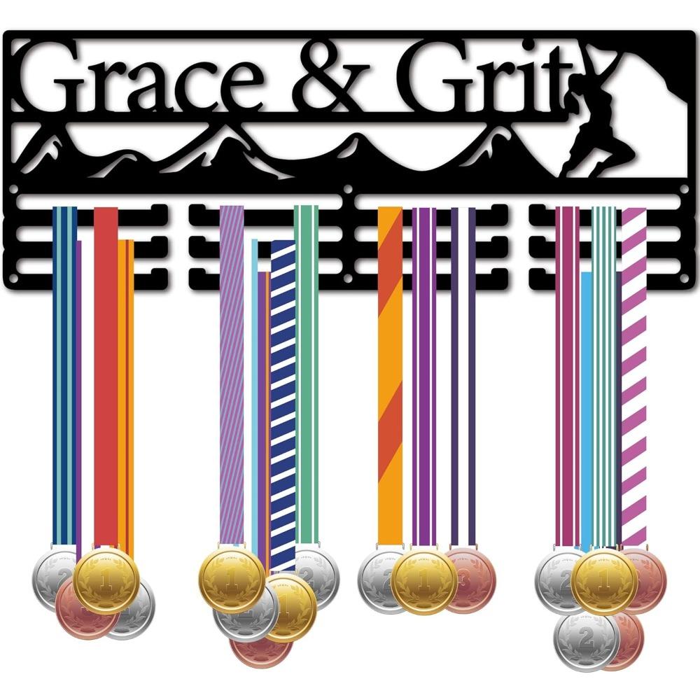 Metal Medal Holder Rack Wall Mounted Black Holds Over 60 Medals for Dancer Runner Ballet Swimmer 15.7 x 6 Inch