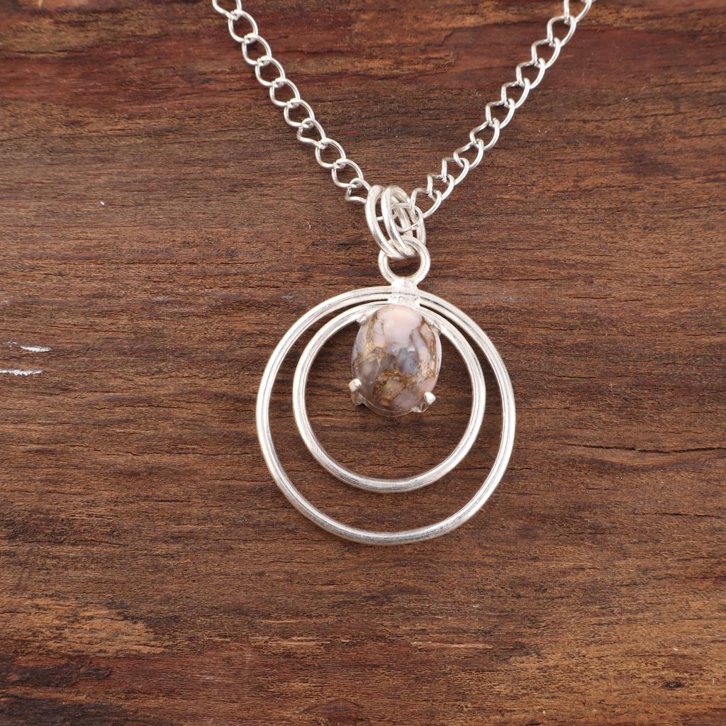 Pink Copper Turquoise Handmade Gemstone Pendant, 925 Sterling Silver Pendant Wonderful Jewelry, For Engagement Gift