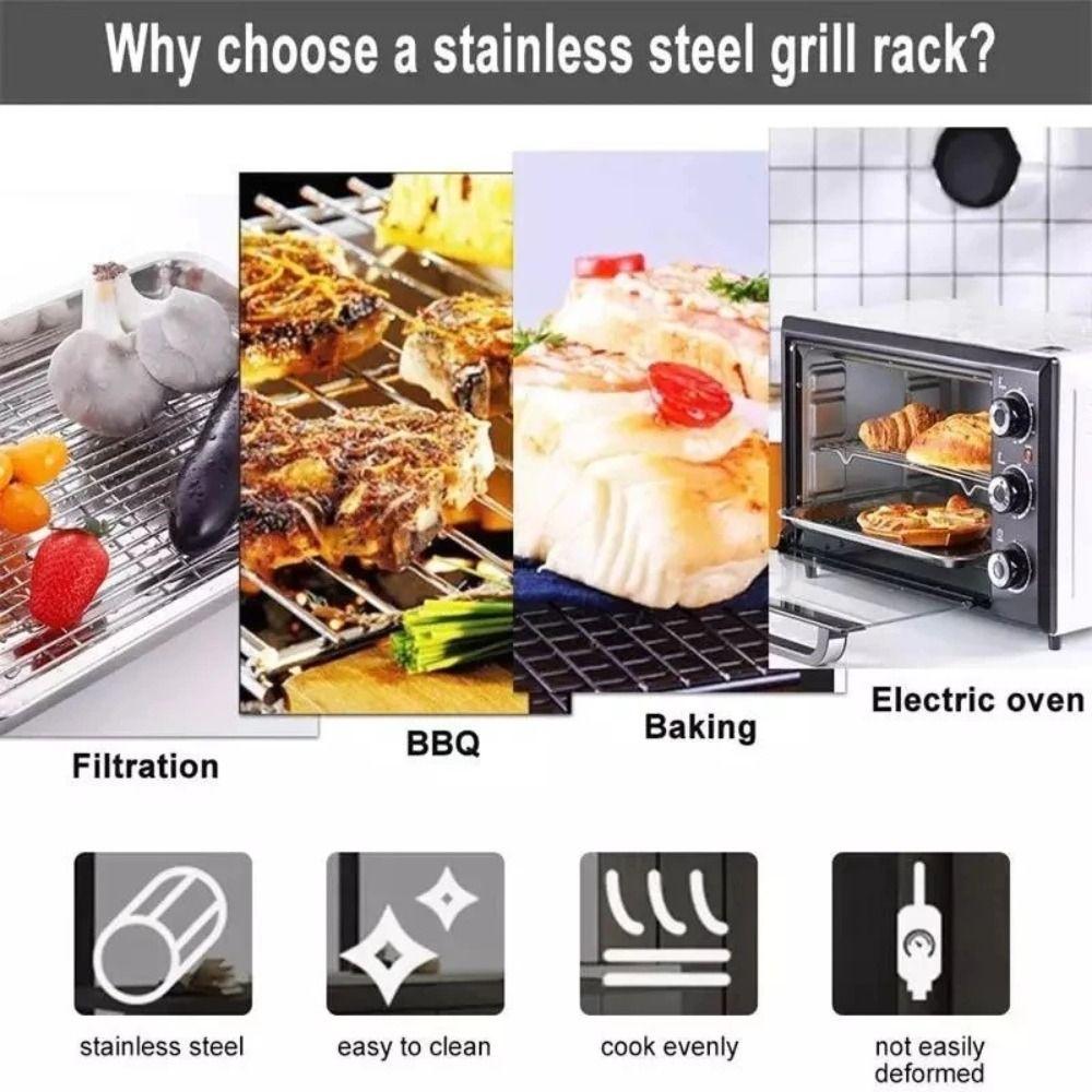 Stainless Steel Non-stick Cooling Rack BBQ Tray Baking Tray Grill Plate Barbecue Cooking Mesh Shelf