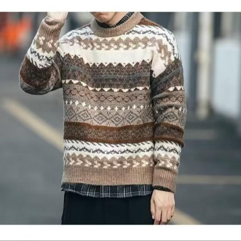 Men's Retro Fair Isle Jacquard Christmas Sweater - High-End Vintage Winter Knit