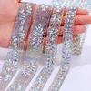 1Yard/90cm Self-Adhesive Rhinestone Trim Multi-color Crystal AB Color Rhinestone Trimming Tape DIY Iron On Crystal Tape