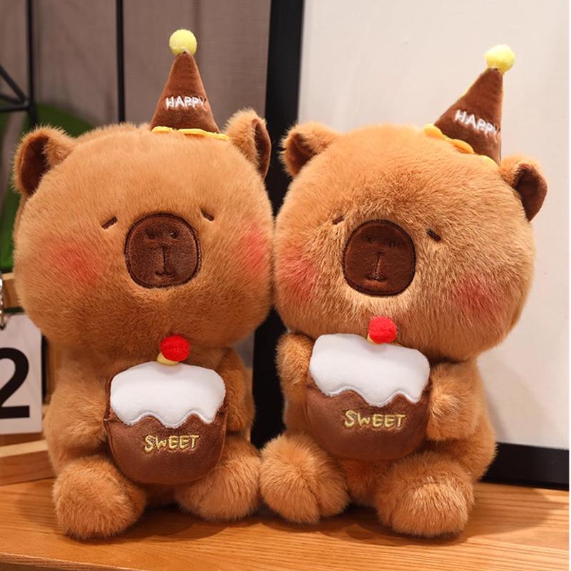 Capybara Plüschtier Süßes Geburtstagscapybara Süßer Bär Weiche Kuchenpuppe Kawaii Cartoon Stofftier Essen Dessert Kreatives Weihnachtsgeschenk