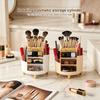 360° Rotating Makeup Organizer, Multi-Compartment Cosmetic Storage Box for Brushes Lipsticks