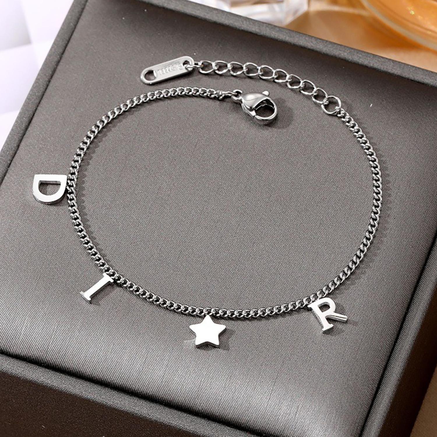 

Корейская Мода Браслет с Подвеской в виде Буквы и Звезды Женский Простой Винтажный Новый Стиль Креативный Браслет Роскошные Циркониевые Аксессуары Подарки