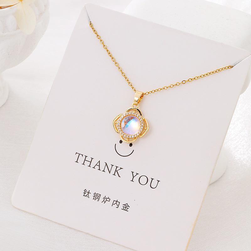 Versatile Luxury Titanium Steel Necklace with a Colorfast Pendant - Simple Niche Design Clavicle Chain for Women.