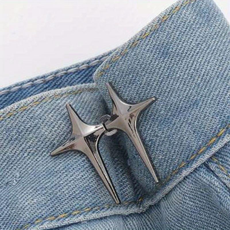 

1 пара регулируемых зажимов для утяжки талии - бесшовные брючные пряжки-булавки в виде креста и звезды, модный дизайн звезды, комфорт без стягивания для повседневной носки и особых мероприятий 1 Pair чёрный