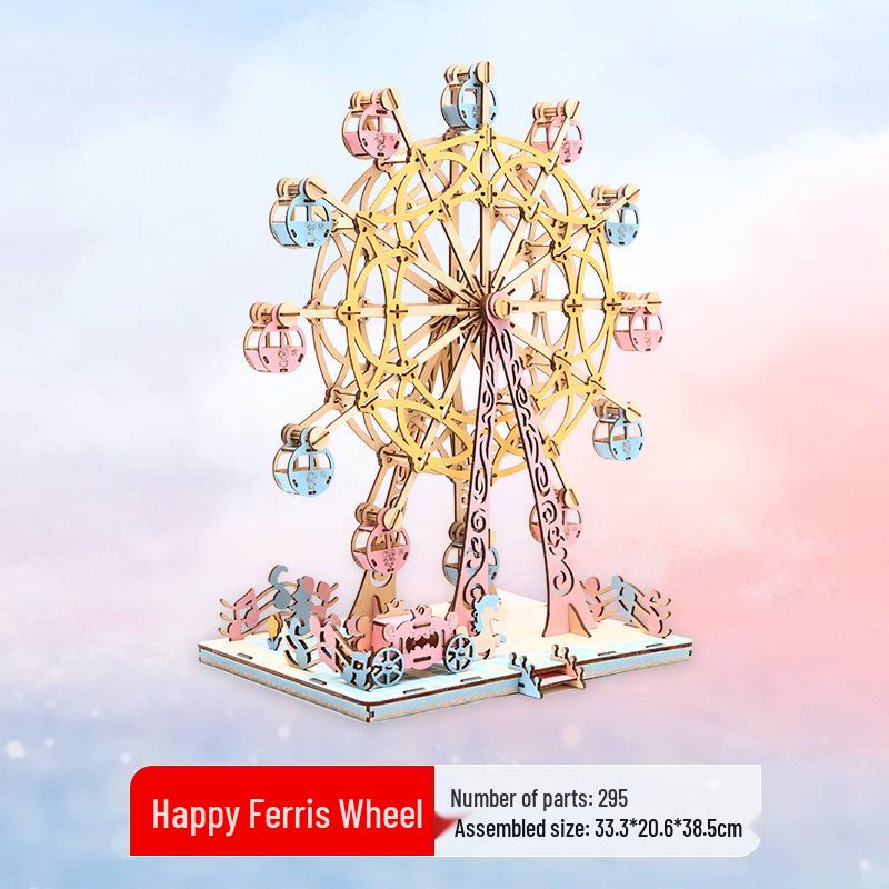 3D Wooden Ferris Wheel Puzzle - Educational DIY Gift for Kids