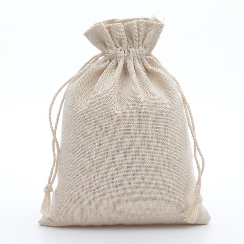 10Pcs Fashion Cotton Drawstring Burlap Bags Wedding Favors Party Christmas Gift Jewelry Hessian Sack Pouches Packing 10 Sizes 10x12cm&10pcs