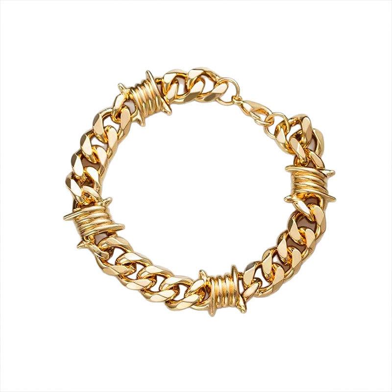 Trendy Men'S Fashion Street Men'S Jewelry Necklace Hip-Hop Style Chain Jewelry Cuban Alloy Necklace Bracelet Versatile Thick Chain