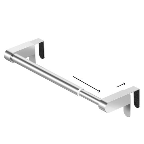 VEHHE Towel Bar, Adjustable Length and Width, Stainless Steel with EVA Foam Pad, Multifunctional, W7 X L26.5-43 X H6cm, Easy Installation (Silver)