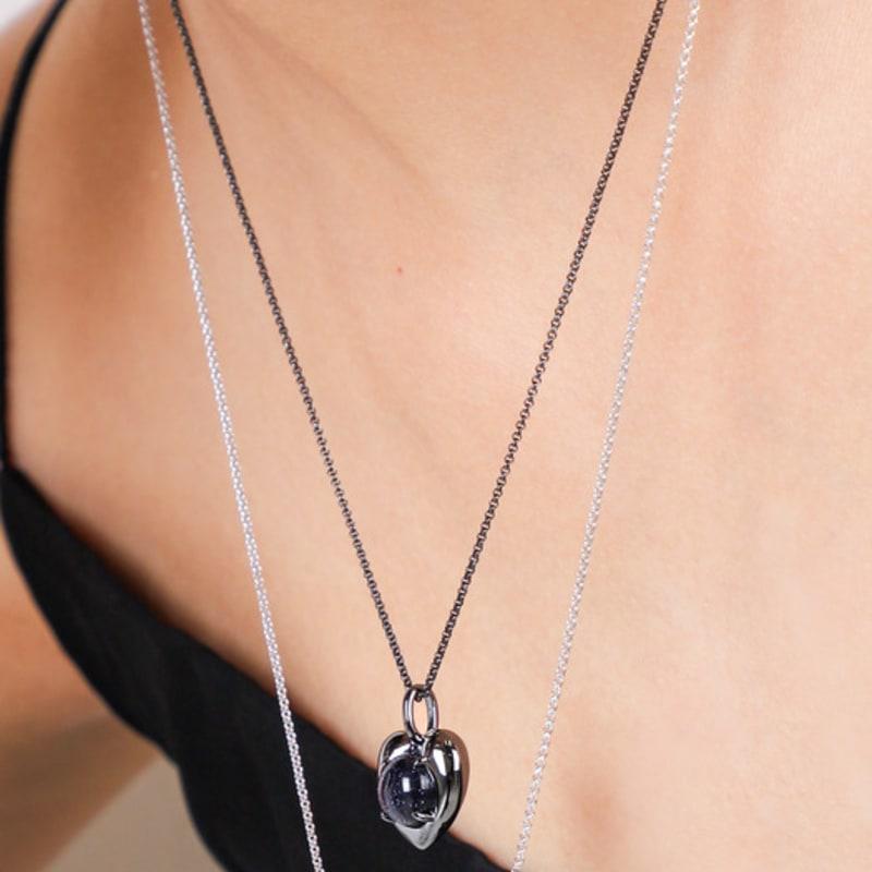 

dfarbe black blue sand stone eternal heart pendant necklace free