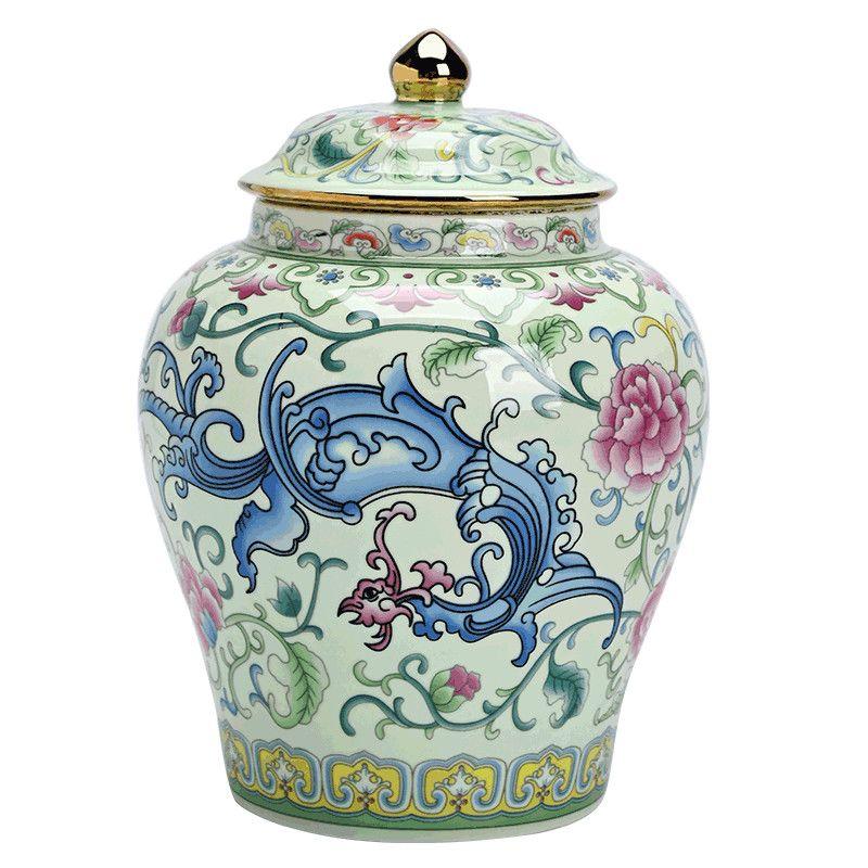 Vintage Ceramic Tea Canister Home Moisture-proof Storage for Candy Nuts and Coffee Beans Desktop Blue and White Porcelain Vase