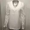 Floral Long Sleeve Lace Shirt Women Vintage V Neck Blouses And Tops Loose Female Shirts White Blouses Women Clothing 19040