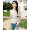 Sisui Nianhua Summer Square Collar Puff Sleeve A-Line Dress