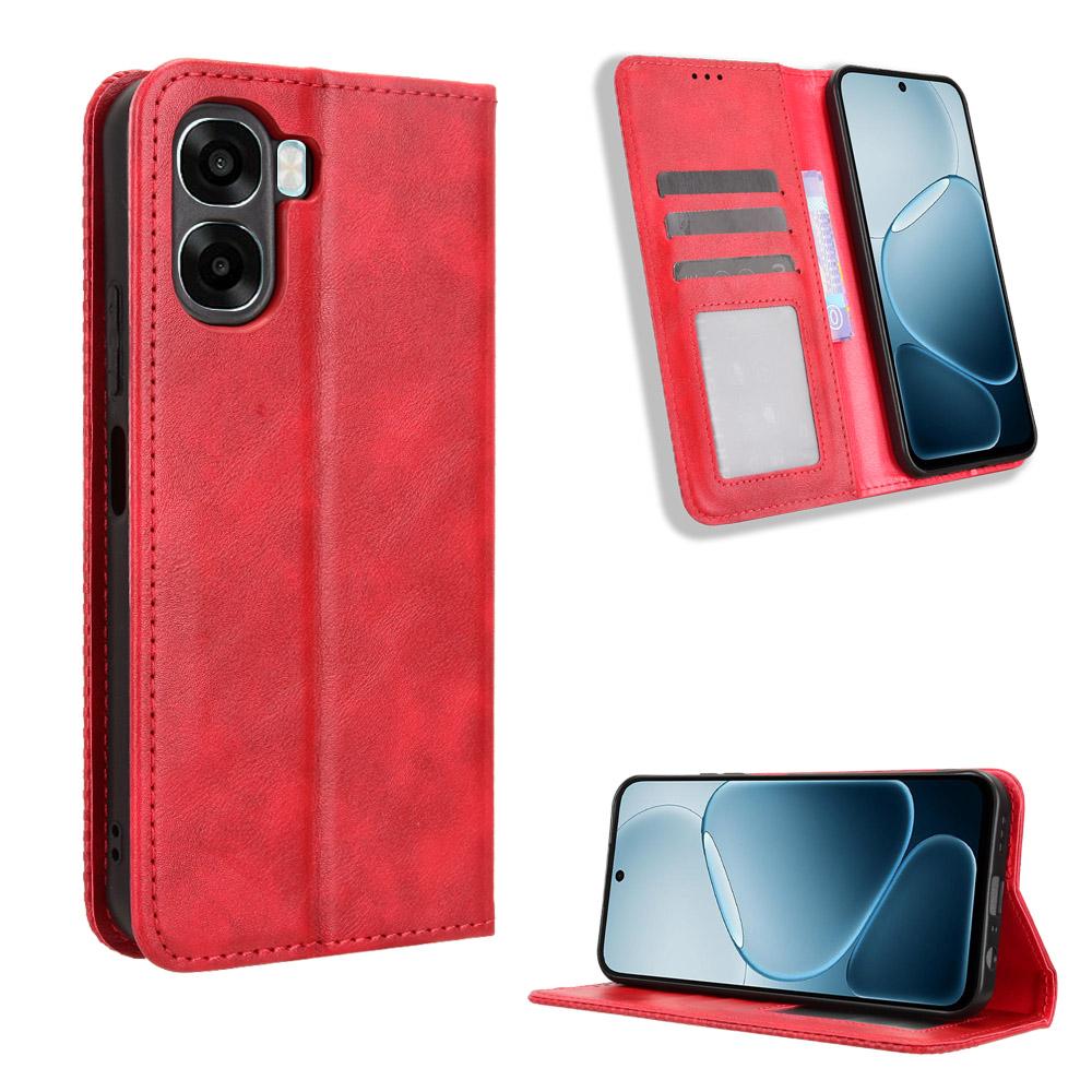 Flip-Hüllen für OPPO A6X Lederhülle [Flip Vintage Leder] Stoßfest Langlebig Retro Handyhülle