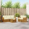 Outdoor Sofa Set 6 Pcs Natural and Cream Solid Acacia Wood