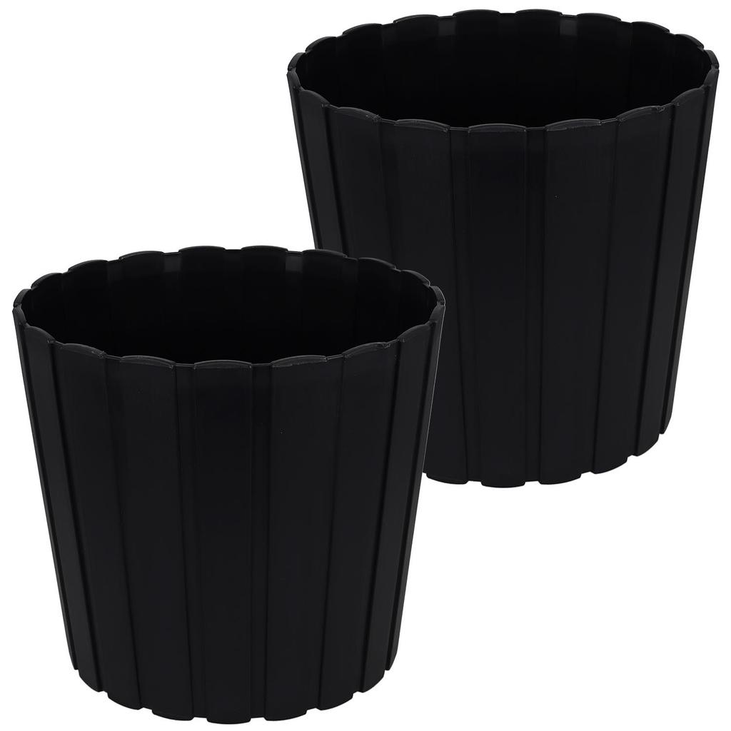 Plastic Flower Pot for Flowers and Herbs On the Balcony or Terrace, Anthracite, 29 Cm, 2 Pcs.