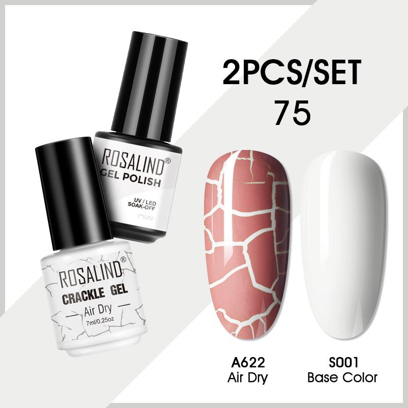 ROSALIND Cracked Gel Nail and Polish Nail Gel Kit Nail Varnish Hybrid Crackle Manicure Art UV Gel Semi Permanent 2PCS